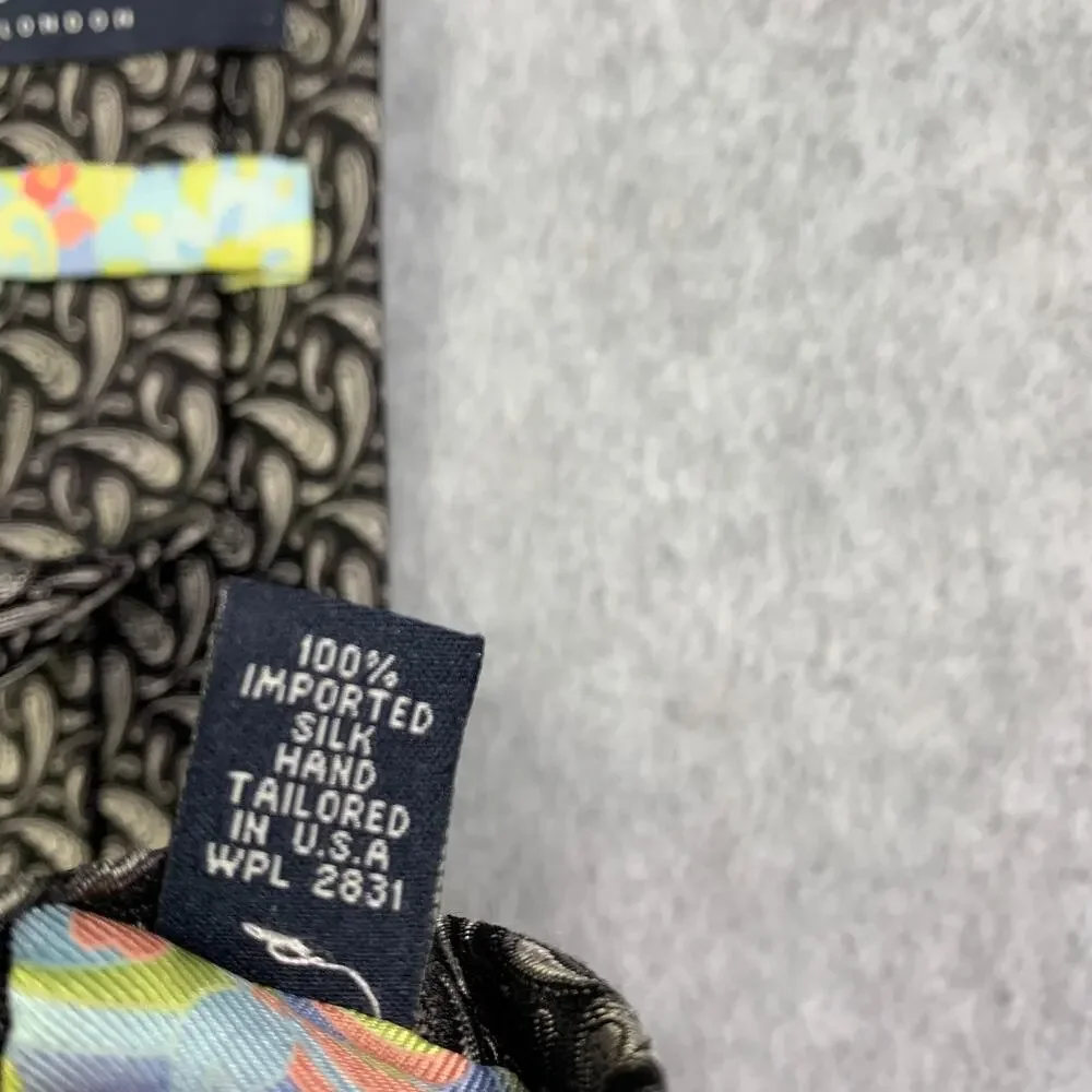 Ted Baker London Silk Tie Black Geometric Classic Made In USA Mens